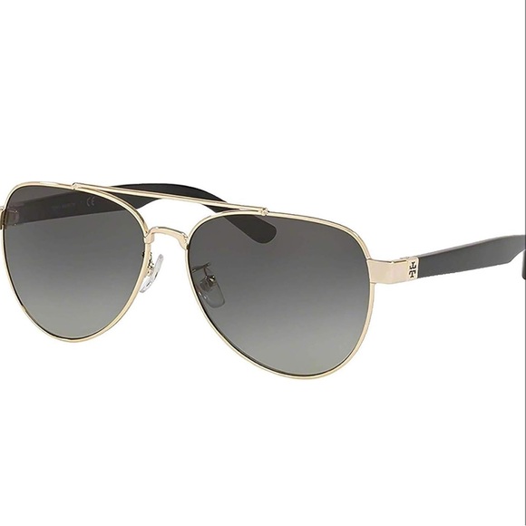 Tory Burch Accessories - Tory Burch Gold and Black Aviator Sunglasses